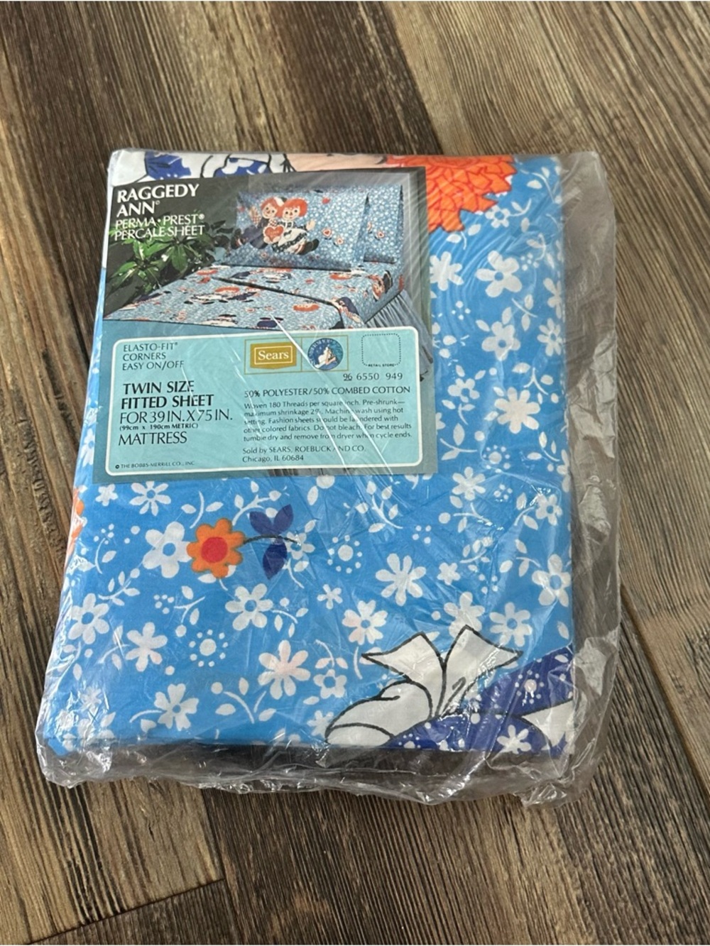 Raggedy Ann 70’s twin fitted sheet prema-press percale SEARS NEW VTG